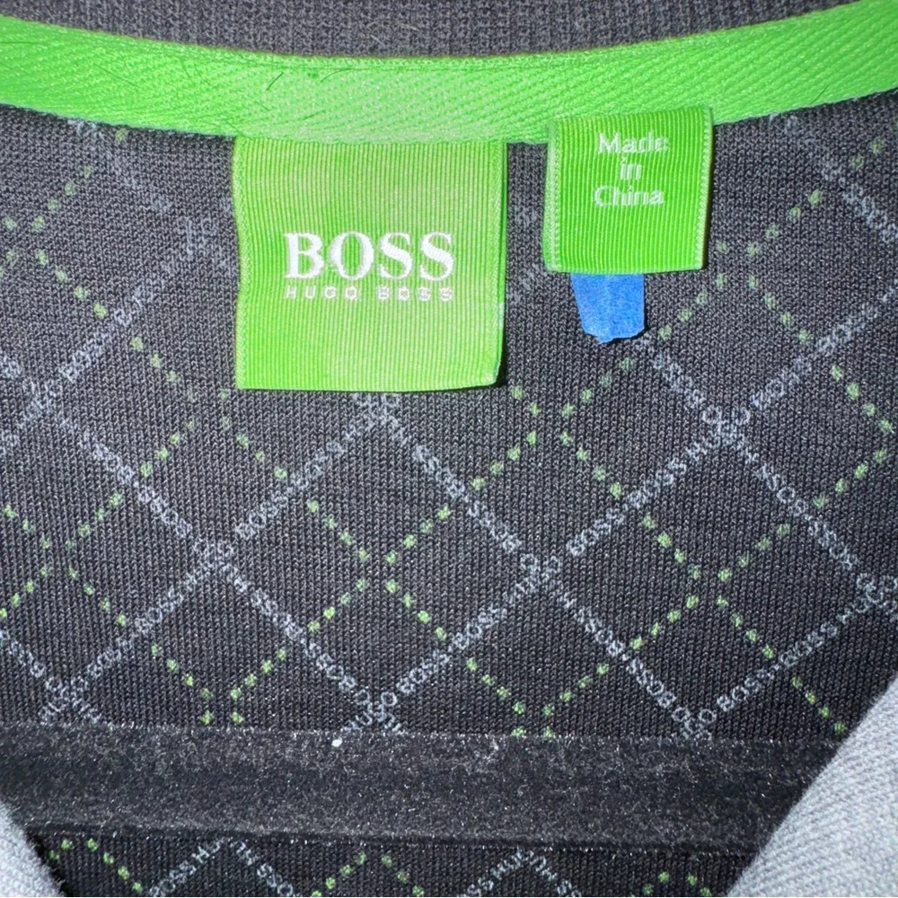 Hugo‎ Boss Full Zip Track Jacket Gray Black Green Trim Size Small